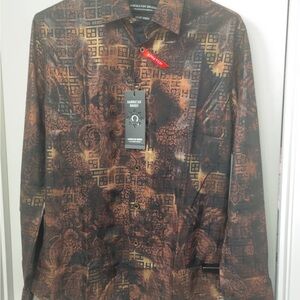 American Bazi Men's Brown Dress Shirt